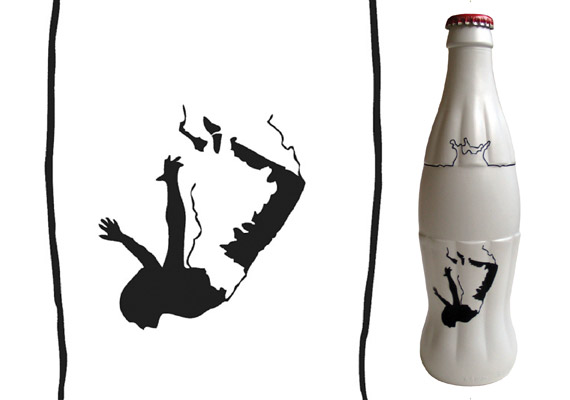 CocaCola bottle designed & made for a black & white iconic design exhibition in Albert Dock, Liverpool