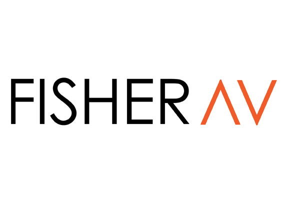 Fisher Audio Visual asked for a more modern look in their rebrand without straying too far from their current look. The image illustrates the design process from their previous logo to their chosen new brand identity.